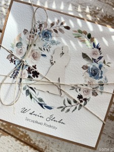 Ręcznie robiona kartka ślubna w dniu ślubu - piękne życzenia 