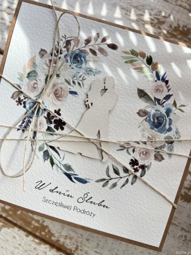 Ręcznie robiona kartka ślubna w dniu ślubu - piękne życzenia