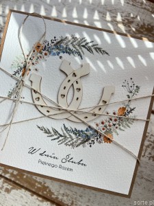 Ręcznie robiona kartka ślubna w dniu ślubu - piękne życzenia 