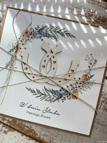 Ręcznie robiona kartka ślubna w dniu ślubu - piękne życzenia
