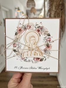 Kartka ręcznie robiona 25 rocznica święceń zakonnych - wieczystych dla siostry zakonnej