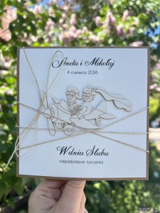 Personalizowana kartka na ślub, ślubna ręcznie robiona  - życzenia ślubne 