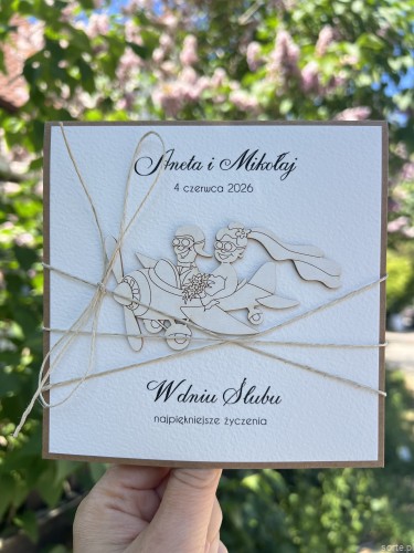 Personalizowana kartka na ślub, ślubna ręcznie robiona  - życzenia ślubne