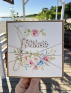 Kartka na ślub boho napis Miłość ręcznie robiona