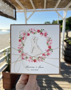 Personalizowana ręcznie robiona kartka ślubna w dniu ślubu - piękne życzenia 