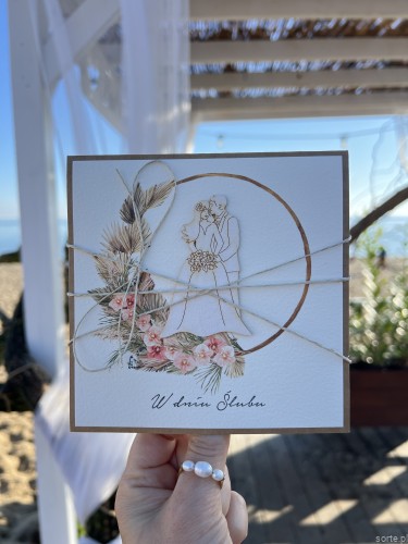 Kartka ślubna handmade boho młoda para