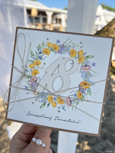 Kartka ręcznie robiona na 18 urodziny, osiemnastka prezent