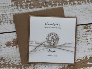 Pamiątka komunijna - ręcznie robiona kartka na komunię