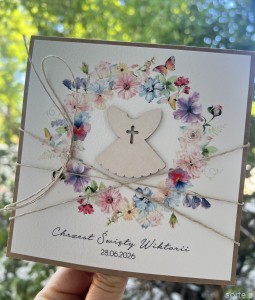 Personalizowana kartka na chrzest - pomysł na prezent - pamiątka chrztu ręcznie robiona od matki chrzestnej + najpiękniejsze życzenia