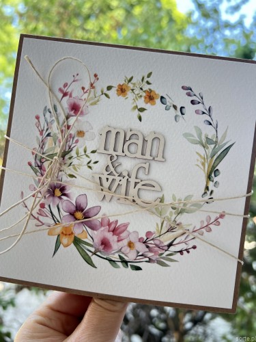 Kartka ślubna ręcznie robiona boho wedding card man&wife