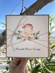 Kartka na chrzest od matki chrzestnej - ręcznie robiona piękne życzenia na chrzciny 