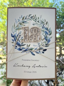Personalizowany prezent - kartka ręcznie robiona na 18 urodziny, osiemnastka z personalizacją + personalizowane najpiękniejsze życzenia urodzinowe A5 prezent od matki chrzestnej, rodziców
