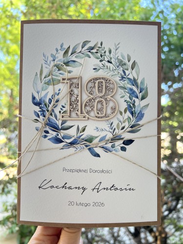 Personalizowany prezent - kartka ręcznie robiona na 18 urodziny, osiemnastka z personalizacją + personalizowane najpiękniejsze życzenia urodzinowe A5 prezent od matki chrzestnej, rodziców