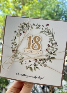 Kartka ręcznie robiona na 18 urodziny, osiemnastka prezent