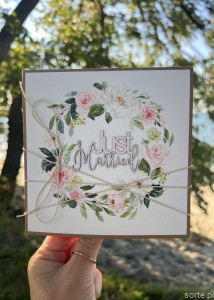 Kartka ślubna ręcznie robiona boho wedding card Just Married