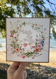 Kartka ślubna ręcznie robiona boho wedding card man&wife