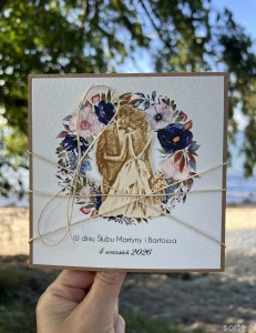 Personalizowana ręcznie robiona kartka ślubna w dniu ślubu - piękne życzenia ślubne