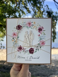 Personalizowana ręcznie robiona kartka ślubna w dniu ślubu - piękne życzenia ślubne