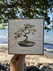 Kartka ręcznie robiona - urodzinowa w dniu urodzin bonsai 