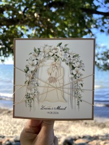 Personalizowana ręcznie robiona kartka ślubna w dniu ślubu - piękne życzenia ślubne