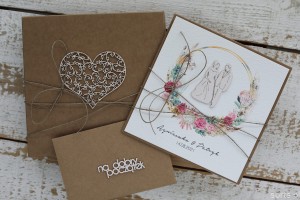 Oryginalna kartka ślubna ręcznie robiona z personalizacją i życzeniami