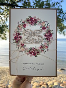 Ręcznie robiona kartka na 25 jubileusz firmy A5 z personalizacją życzenia