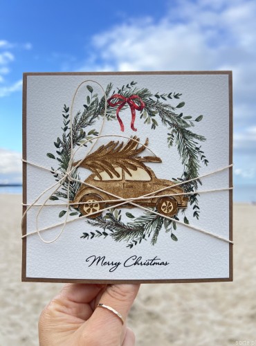Wyjątkowa ręcznie robiona kartka świąteczna Merry Christmas na prezent