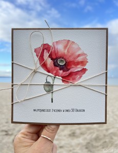 Wyjątkowa kartka urodzinowa z grafiką na 50 urodziny - mak