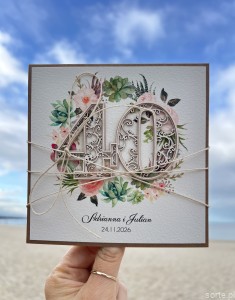 Personalizowana ręcznie robiona kartka na 40. rocznicę ślubu - czterdziesta rocznica ślubu - pomysł na prezent - rubinowe gody