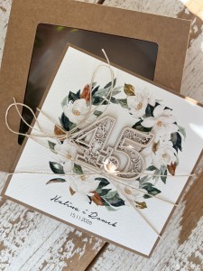 Personalizowana kartka ręcznie robiona - prezent z okazji rocznicy ślubu z personalizacją + najpiękniejsze życzenia na rocznicę ślubu, 45 rocznica ślubu