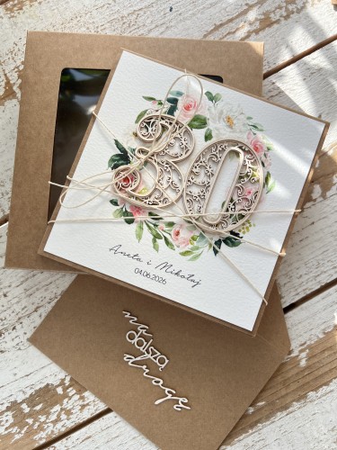Personalizowana kartka ręcznie robiona z okazji 30 rocznicy ślubu z personalizacją + najpiękniejsze życzenia na rocznicę ślubu