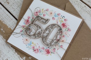 Wyjątkowa kartka ręcznie robiona pomysł na prezent na 50 urodziny dla kobiety