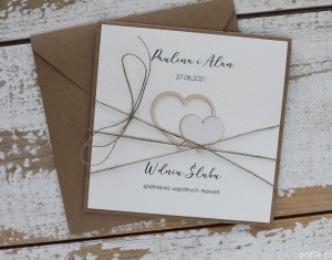 Oryginalna kartka ślubna ręcznie robiona serce