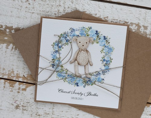 Oryginalna kartka z personalizacją na chrzest dla chłopca - pomysł na personalizowany prezent na chrzciny - pamiątka chrztu ręcznie robiona od matki chrzestnej, ojca chrzestnego + najpiękniejsze życzenia