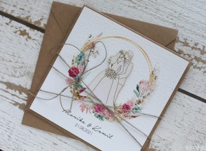 Rustykalna kartka ślubna ręcznie robiona Młoda Para Monika i Kamil