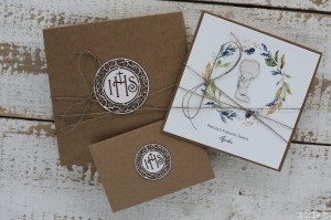 Ręcznie robiona kartka komunijna od ojca chrzestnego, matki chrzestnej - Igorek