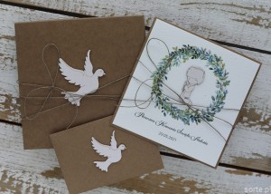 Ręcznie robiona kartka komunijna od ojca chrzestnego, matki chrzestnej - Antoś