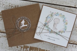 Ręcznie robiona kartka komunijna od ojca chrzestnego, matki chrzestnej