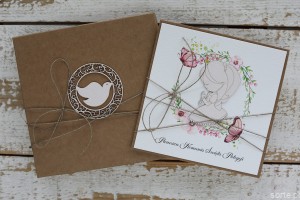 Ręcznie robiona kartka komunijna od ojca chrzestnego, matki chrzestnej