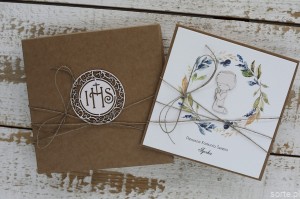 Ręcznie robiona kartka komunijna od ojca chrzestnego, matki chrzestnej