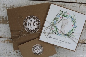 Ręcznie robiona kartka komunijna od ojca chrzestnego, matki chrzestnej