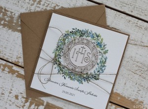 Oryginalna ręcznie robiona kartka komunijna z personalizacją i życzeniami