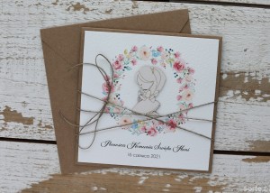 Oryginalna ręcznie robiona kartka na komunię z personalizacją i życzeniami