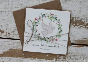 Oryginalna ręcznie robiona kartka na komunię z personalizacją i życzeniami