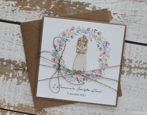 Oryginalna ręcznie robiona kartka na komunię z personalizacją i życzeniami