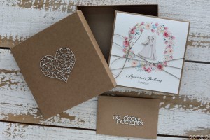 Rustykalna kartka ślubna ręcznie robiona z personalizacją i życzeniami Agnieszka i Bartłomiej