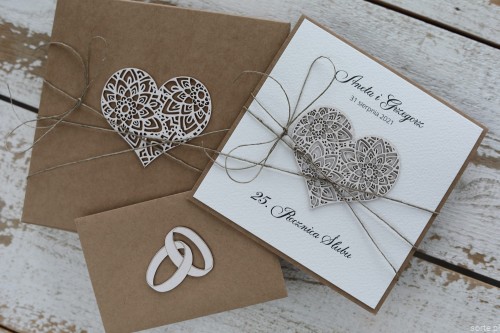 Ręcznie robiona kartka życzenia na rocznicę ślubu z pudełkiem i kopertą na pieniądze