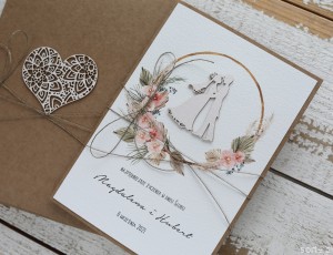 Rustykalna kartka ślubna ręcznie robiona w pudełku A5 boho 1