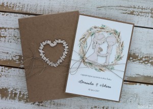 Rustykalna kartka ślubna ręcznie robiona w pudełku A5 boho 2
