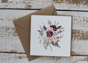 Ręcznie robiona kartka okolicznościowa - bukiet boho 2
